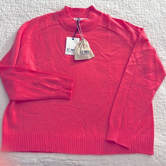 NWT 27 Miles Malibu Glenna 100% Cashmere Sweater in Peony - Picture 2 of 5
